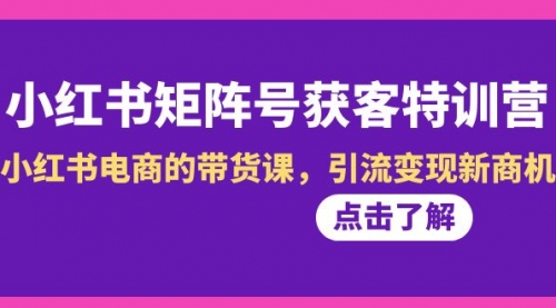 【副业8962期】小红书-矩阵号获客特训营-第10期，小红书电商的带货课，引流变现新商机-荔枝网络
