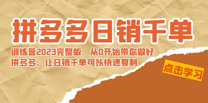 【副业8965期】拼多多日销千单训练营2023完整版，从0开始带你做好拼多多-荔枝网络