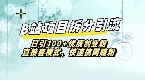 【副业8967期】B站项目拆分引，快速日3100+优质创业粉-荔枝网络
