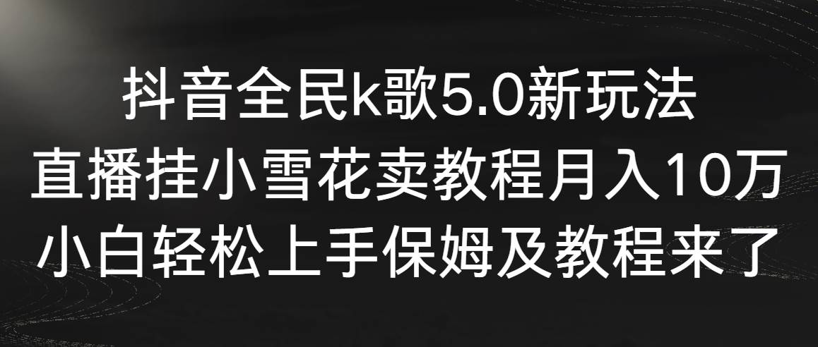 【副业9037期】抖音全民k歌5.0新玩法，直播挂小雪花卖教程月入10万，小白轻松上手-荔枝网络