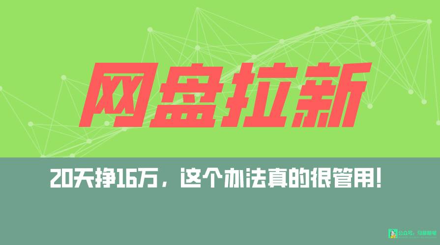网盘拉新+私域全自动玩法，0粉起号，小白可做，当天见收益，已测单日破5000-荔枝网络