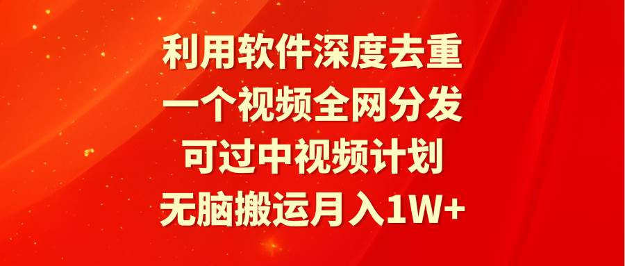 利用软件深度去重，一个视频全网分发，可过中视频计划，无脑搬运月入1W+-荔枝网络