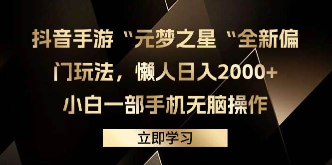 抖音手游“元梦之星“全新偏门玩法，懒人日入2000+，小白一部手机无脑操作-荔枝网络