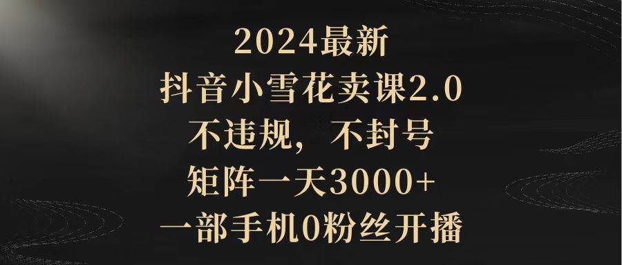 2024最新抖音小雪花卖课2.0 不违规 不封号 矩阵一天3000+一部手机0粉丝开播-荔枝网络