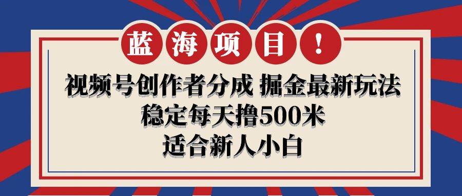 【蓝海项目】视频号创作者分成 掘金最新玩法 稳定每天撸500米 适合新人小白-荔枝网络