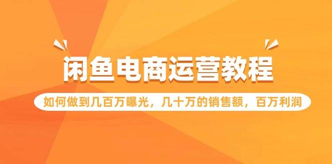闲鱼电商运营教程:如何做到几百万曝光,几十万的销售额,百万利润-荔枝网络