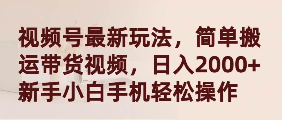 视频号最新玩法，简单搬运带货视频，日入2000+，新手小白手机轻松操作-荔枝网络