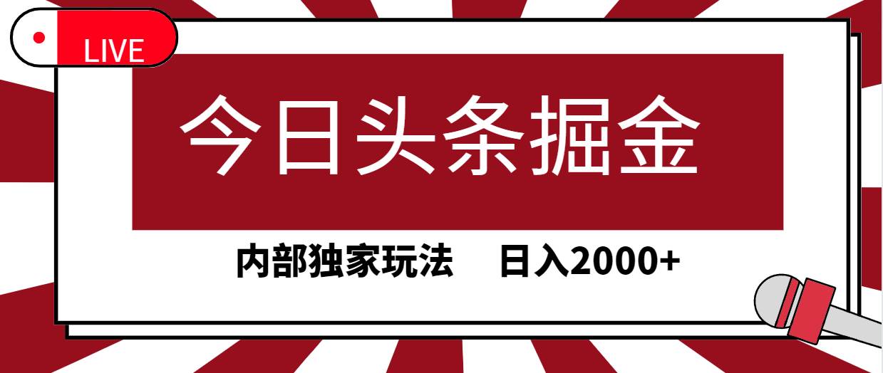 今日头条掘金，30秒一篇文章，内部独家玩法，日入2000+-荔枝网络