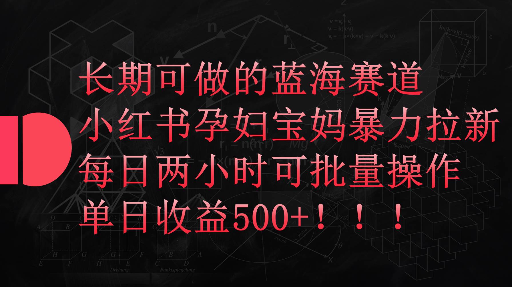 小红书孕妇宝妈暴力拉新玩法，每日两小时，单日收益500+-荔枝网络