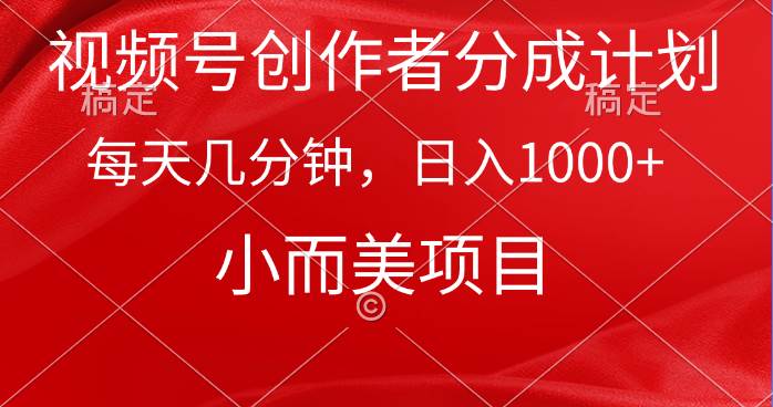 视频号创作者分成计划，每天几分钟，收入1000+，小而美项目-荔枝网络