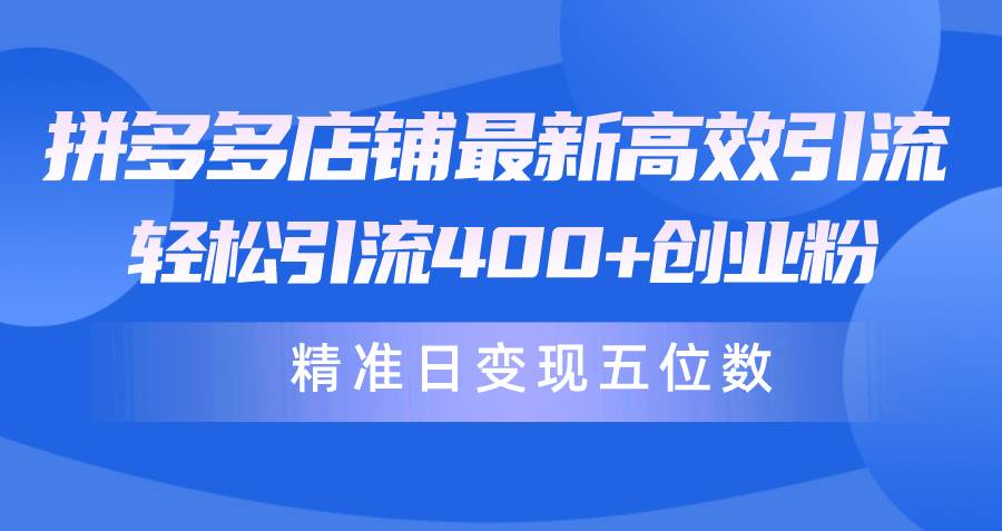 拼多多店铺最新高效引流术，轻松引流400+创业粉，精准日变现五位数！-荔枝网络