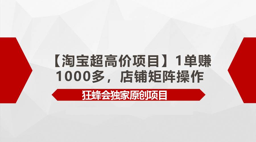 【淘宝超高价项目】1单赚1000多，店铺矩阵操作-荔枝网络