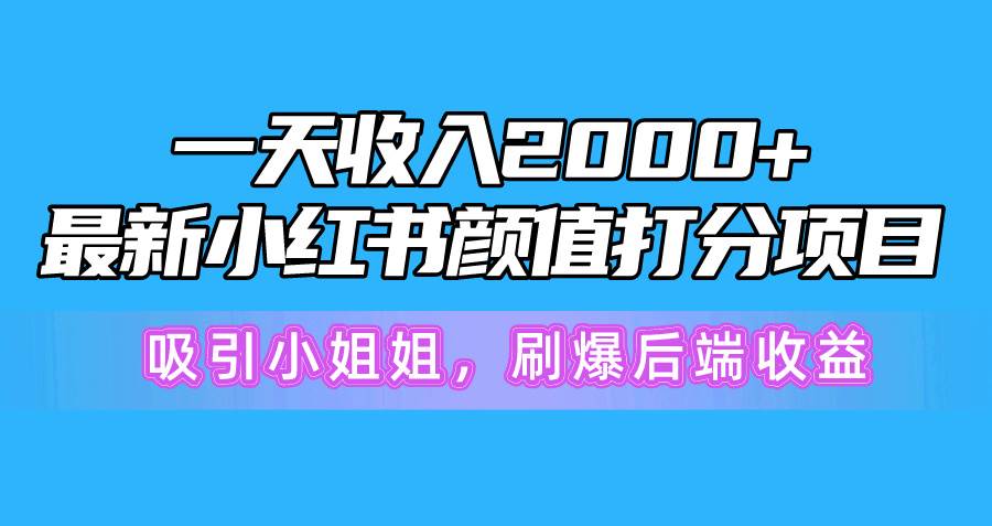 一天收入2000+，最新小红书颜值打分项目，吸引小姐姐，刷爆后端收益-荔枝网络