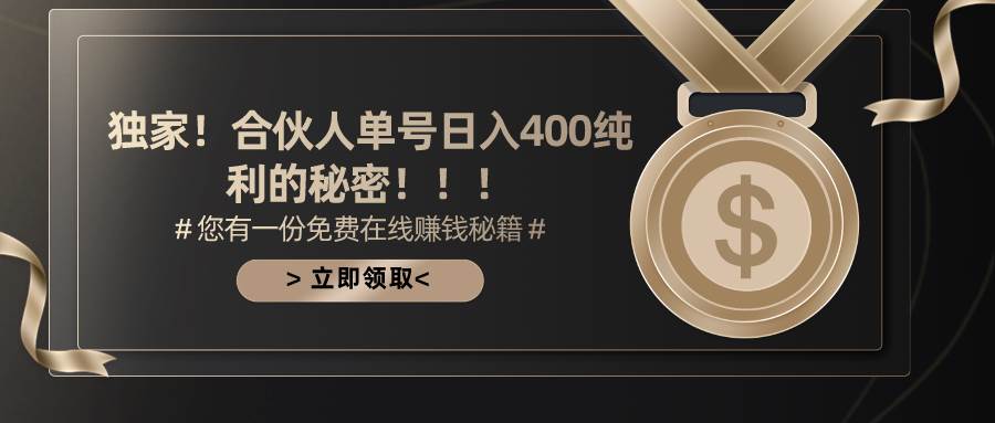 合伙人广告撸金最新玩法，每天单号400纯利-荔枝网络