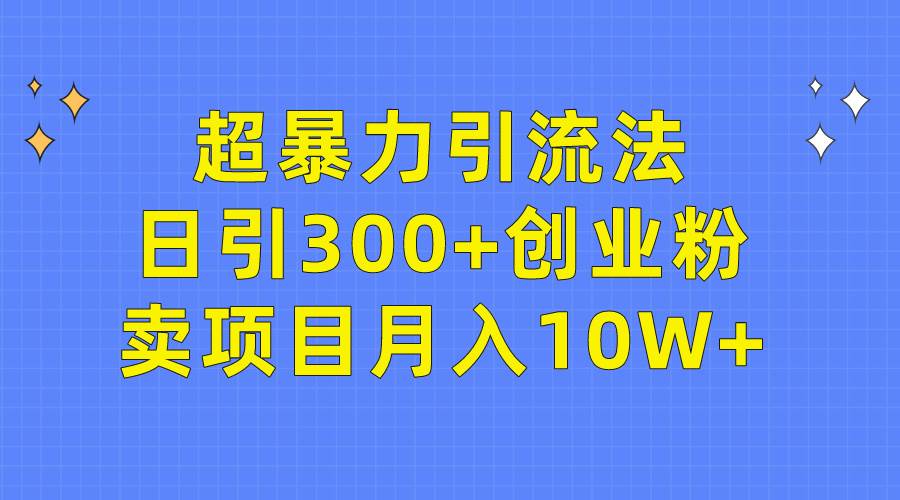 超暴力引流法,日引300+创业粉,卖项目月入10W+-荔枝网络