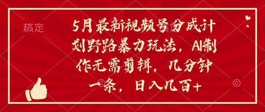 5月最新视频号分成计划野路暴力玩法，ai制作，无需剪辑。几分钟一条，…-荔枝网络