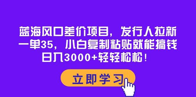 蓝海风口差价项目，发行人拉新，一单35，小白复制粘贴就能搞钱！日入3000+轻轻松松-荔枝网络