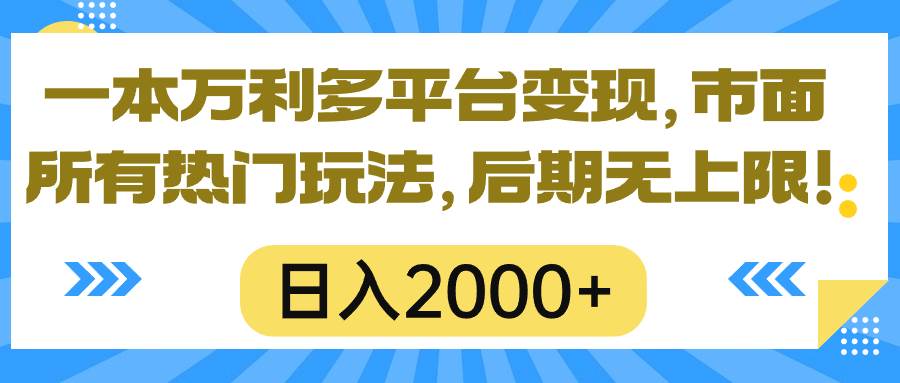 一本万利多平台变现，市面所有热门玩法，日入2000+，后期无上限！-荔枝网络