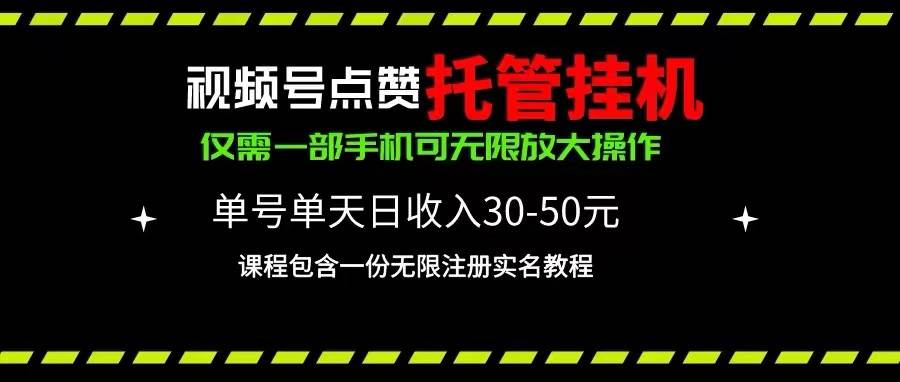 视频号点赞托管挂机，单号单天利润30~50，一部手机无限放大（附带无限…-荔枝网络