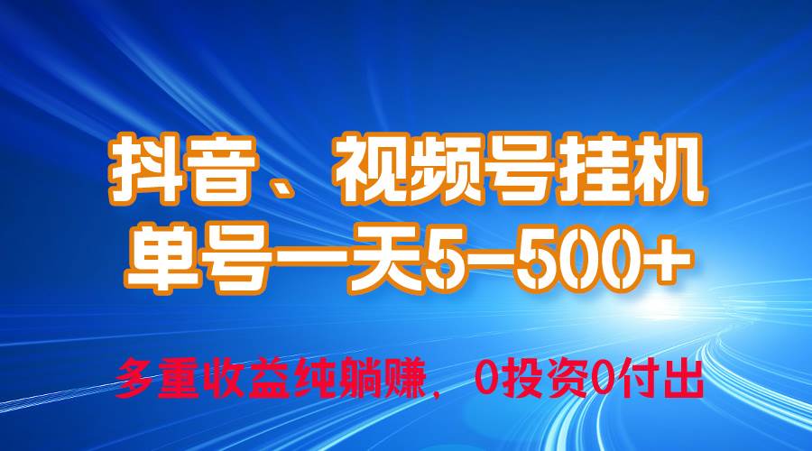 24年最新抖音、视频号0成本挂机，单号每天收益上百，可无限挂-荔枝网络