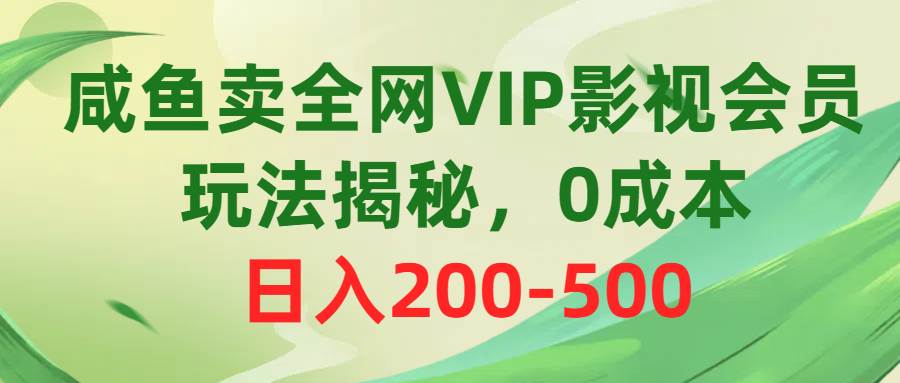 咸鱼卖全网VIP影视会员，玩法揭秘，0成本日入200-500-荔枝网络
