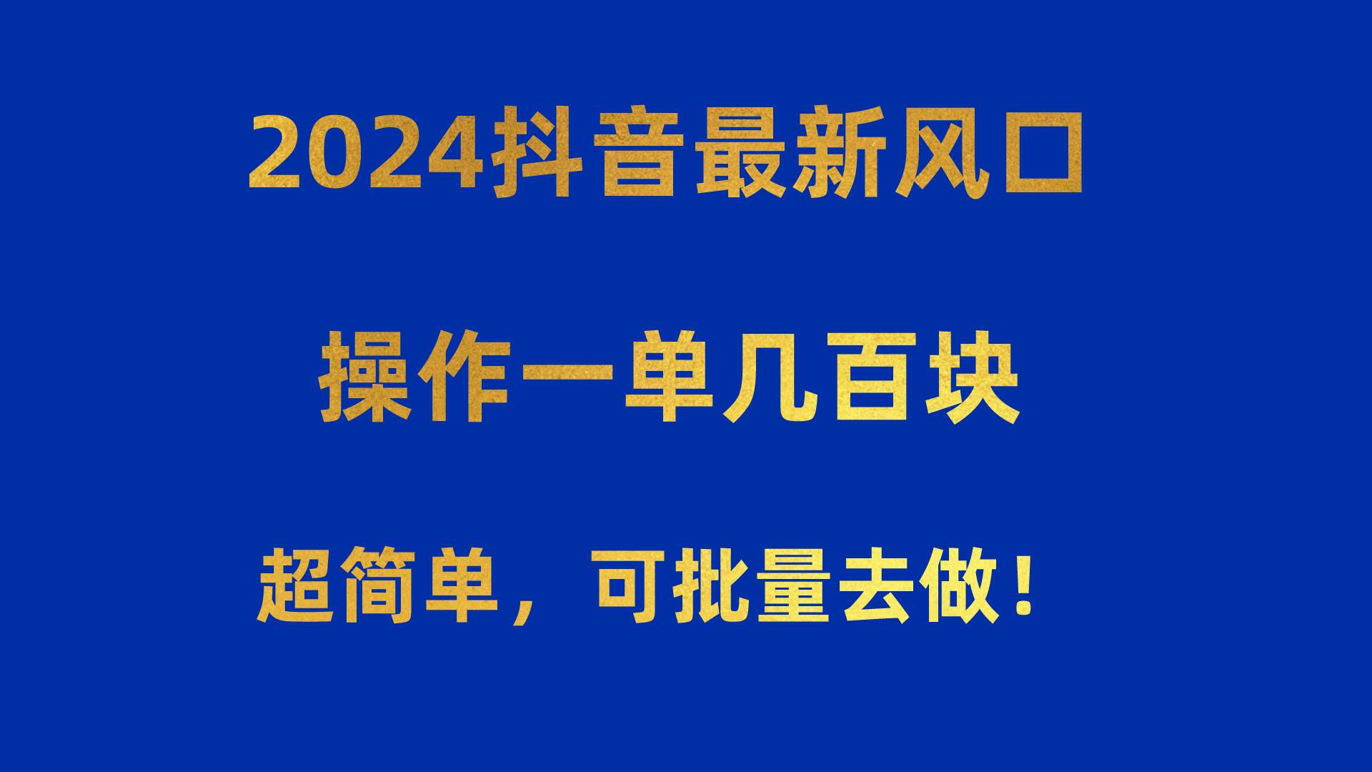 2024抖音最新风口！操作一单几百块！超简单，可批量去做！！！-荔枝网络