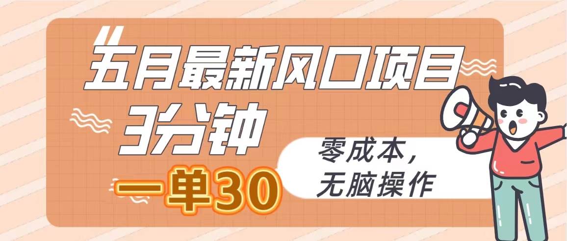 五月最新风口项目，3分钟一单30，零成本，无脑操作-荔枝网络