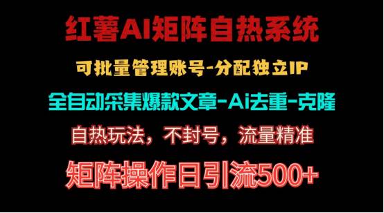 红薯矩阵自热系统，独家不死号引流玩法！矩阵操作日引流500+-荔枝网络