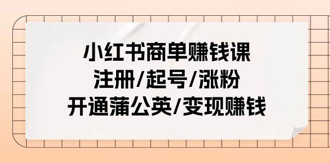 小红书商单赚钱课:注册/起号/涨粉/开通蒲公英/变现赚钱(25节课)-荔枝网络