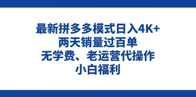 拼多多最新模式日入4K+两天销量过百单，无学费、老运营代操作、小白福利-荔枝网络