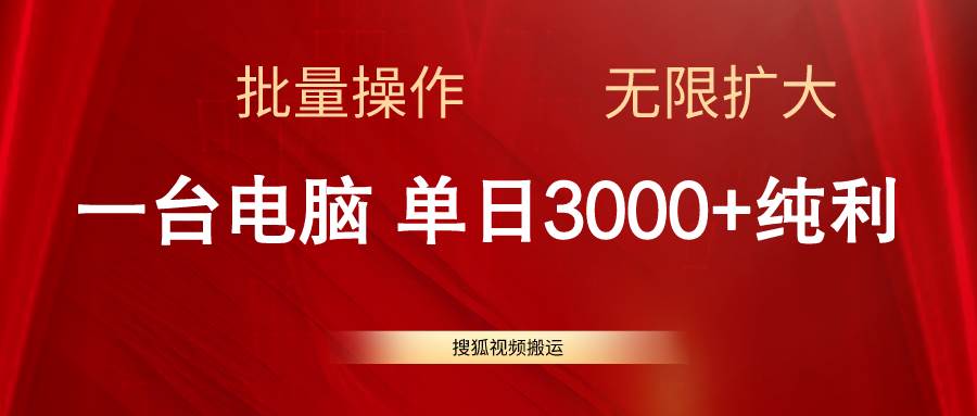 搜狐视频搬运，一台电脑单日3000+，批量操作，可无限扩大-荔枝网络