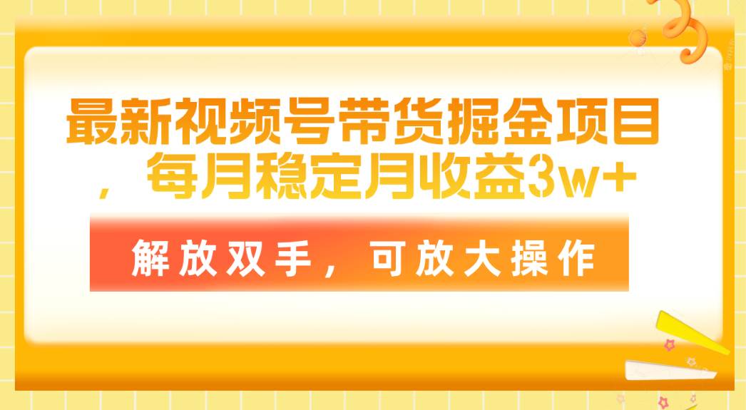 最新视频号带货掘金项目，每月稳定月收益3w+，解放双手，可放大操作-荔枝网络