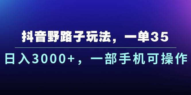 抖音野路子玩法，一单35.日入3000+，一部手机可操作-荔枝网络