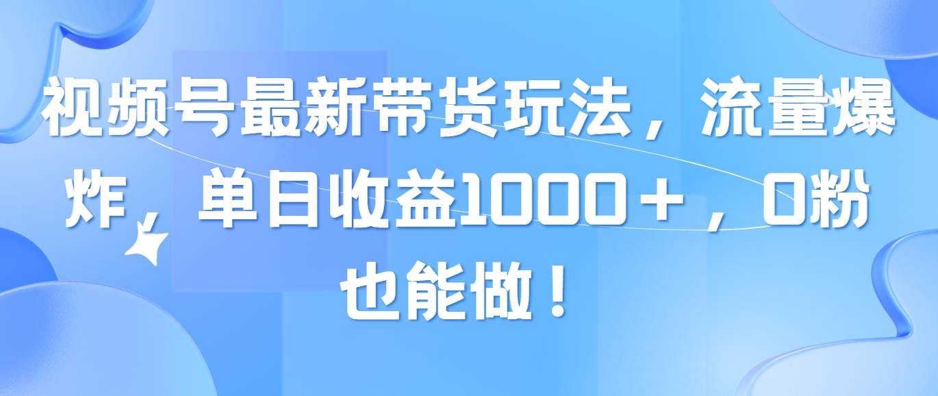 视频号最新带货玩法，流量爆炸，单日收益1000＋，0粉也能做！-荔枝网络