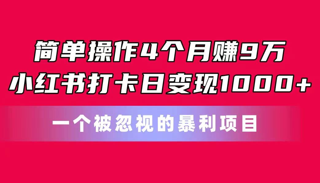 简单操作4个月赚9万！小红书打卡日变现1000+！一个被忽视的暴力项目-荔枝网络