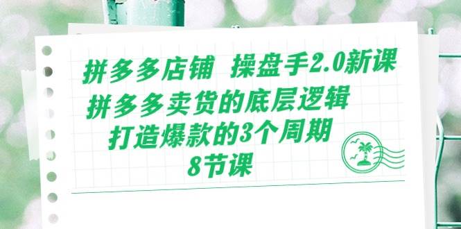 拼多多店铺 操盘手2.0新课，拼多多卖货的底层逻辑，打造爆款的3个周期-8节-荔枝网络