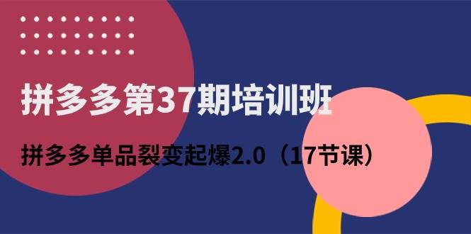 拼多多第37期培训班：拼多多单品裂变起爆2.0（17节课）-荔枝网络