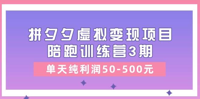 某收费培训《拼夕夕虚拟变现项目陪跑训练营3期》单天纯利润50-500元-荔枝网络