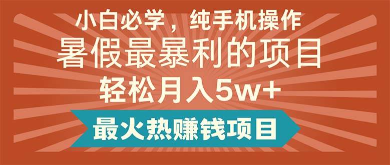 小白必学，纯手机操作，暑假最暴利的项目轻松月入5w+最火热赚钱项目-荔枝网络