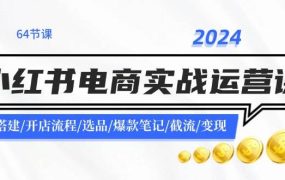 2024小红书电商实战运营课：账号搭建/开店流程/选品/爆款笔记/截流/变现-荔枝网络