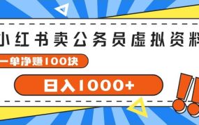 小红书卖公务员考试虚拟资料,一单净赚100,日入1000+-荔枝网络
