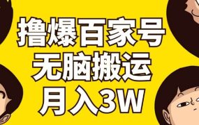 撸爆百家号3.0,无脑搬运,无需剪辑,有手就会,一个月狂撸3万-荔枝网络