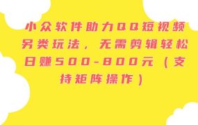 小众软件助力QQ短视频另类玩法,无需剪辑轻松日赚500-800元(支持矩阵...-荔枝网络