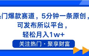 热门爆款赛道，5分钟一条原创，可发布所以平台， 轻松月入1w+-荔枝网络