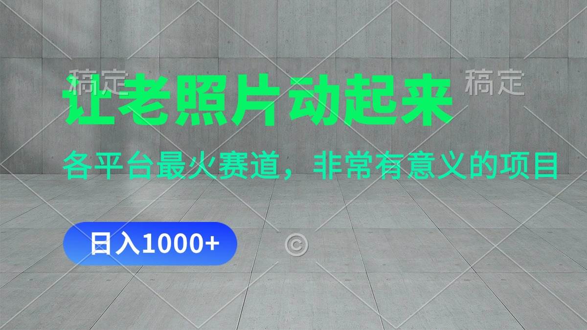 让老照片动起来，一天变现1000+，各平台最火赛道，看完就会-荔枝网络