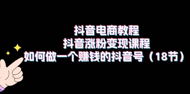 抖音电商教程：抖音涨粉变现课程：如何做一个赚钱的抖音号（18节）-荔枝网络
