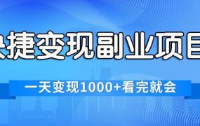快捷变现的副业项目，一天变现1000+，各平台最火赛道，看完就会-荔枝网络