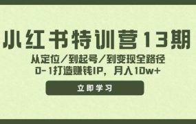 小红书特训营13期,从定位/到起号/到变现全路径,0-1打造赚钱IP,月入10w+-荔枝网络