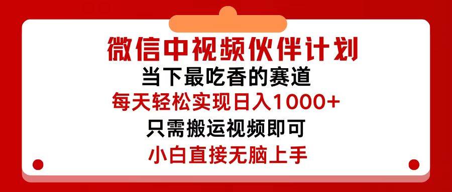 微信中视频伙伴计划，仅靠搬运就能轻松实现日入500+，关键操作还简单，…-荔枝网络