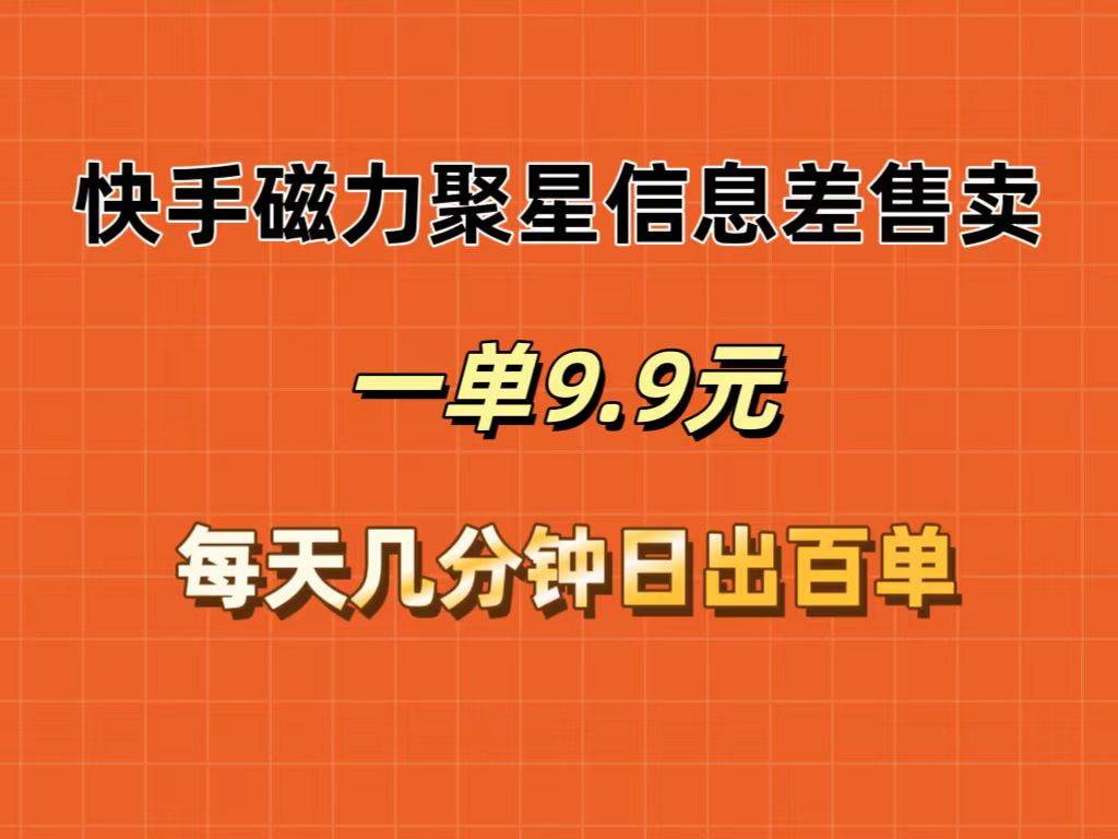快手磁力聚星信息差售卖，一单9.9.每天几分钟，日出百单-荔枝网络